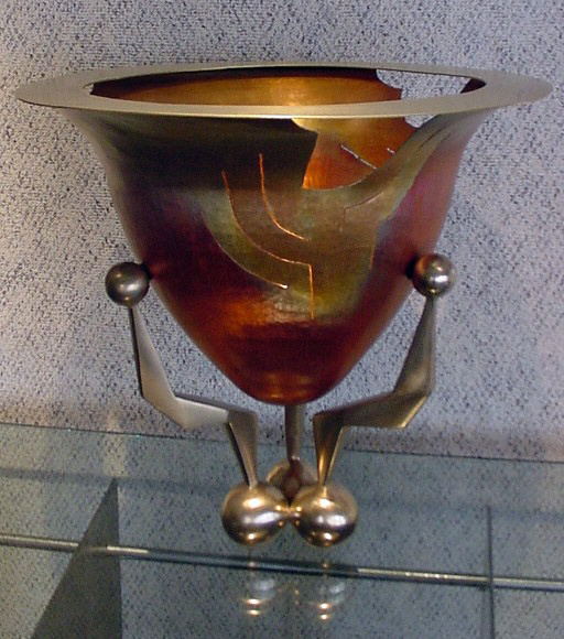 Copper Oxide--Brass Rim with Cast Bronze Base